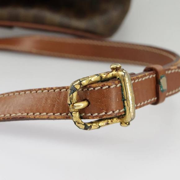 CELINE Macadam Canvas Shoulder Bag PVC Leather Brown Gold Auth 100176 - Picture 8 of 16